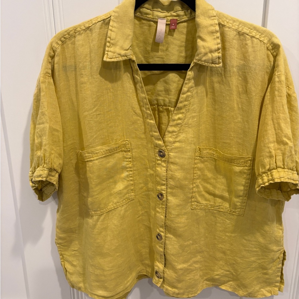 Pilcro Yellow Casual Button Down Shirt